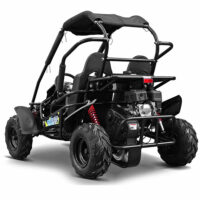 Front side angle view of Mudrock Trail Blazer 175 Black off road petrol buggy from Quad Spares