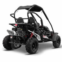 Rear side angle view of Mudrocks GT80 white midi off road buggy opposite profile from Quad Spares