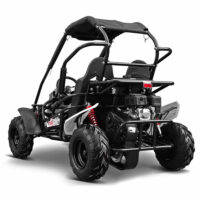 Rear side angle view of Mudrocks GT80 white midi off road petrol buggy from Quad Spares