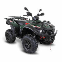Front angle view of a green TGB Blade 600SL road legal quad bike from Quad Spares, showing its aggressive stance.