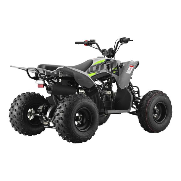 Rear side angle view of 10Ten 120 RXR EFI junior petrol quad bike opposite profile from Quad Spares