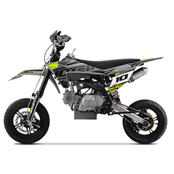 Side view of 10Ten 140R 140cc supermoto bike from Quad Spares