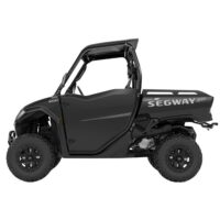 Segway Fugleman UT10X Deluxe Bold Black Farm Use Side view of a Segway Fugleman UT10X Deluxe UTV in Bold Black from Quad Spares, showing its chassis profile and wheels.