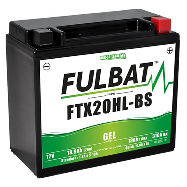 Fulbat FTX20HL-BS (WC) Gel Factory Activated Battery Fulbat FTX20HL-BS battery, 12V maintenance-free heavy-duty battery replacement for TGB Blade and Target quad bikes.